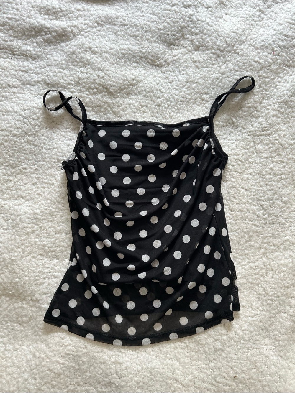 See You Monday Black and White Polka Dot Cowl Neck Cami